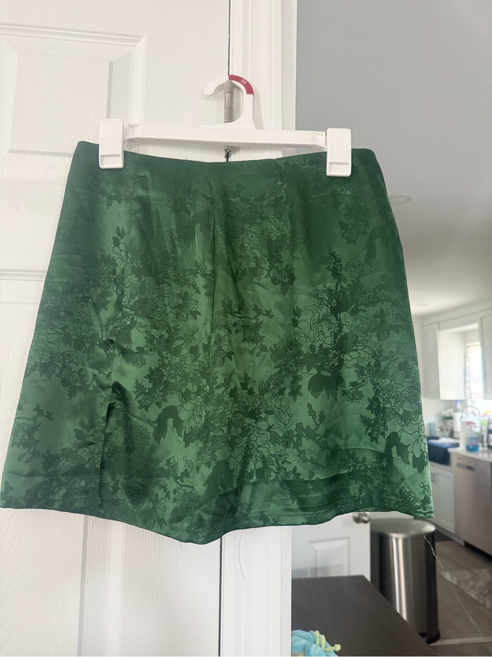 SHEIN Dark Green Floral Jacquard Midi Skirt